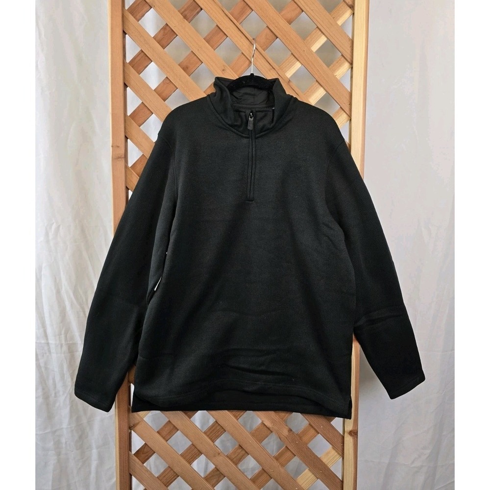 NWT Wrangler Authentics Men's Long Sleeve Fleece Quarter-zip - Caviar - Size M